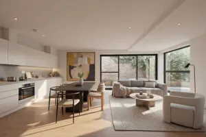 Interior view of an apartment at Lilium House